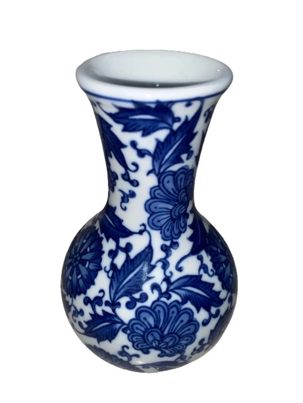 Vintage Bombay Blue and White Porcelain Bud‎ Vase Chinoiserie Floral